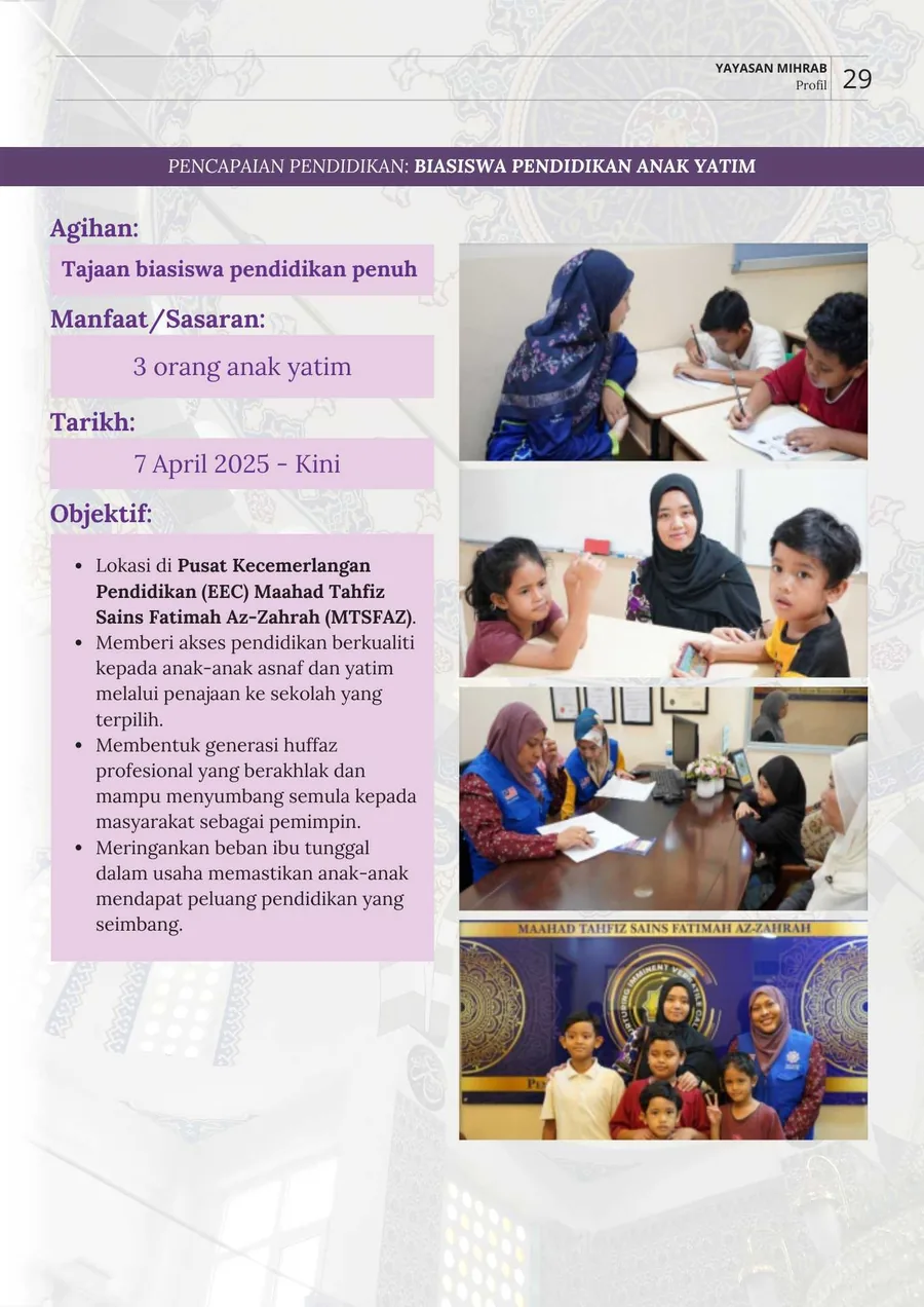 Aktiviti Biasiswa Pendidikan Anak Yatim