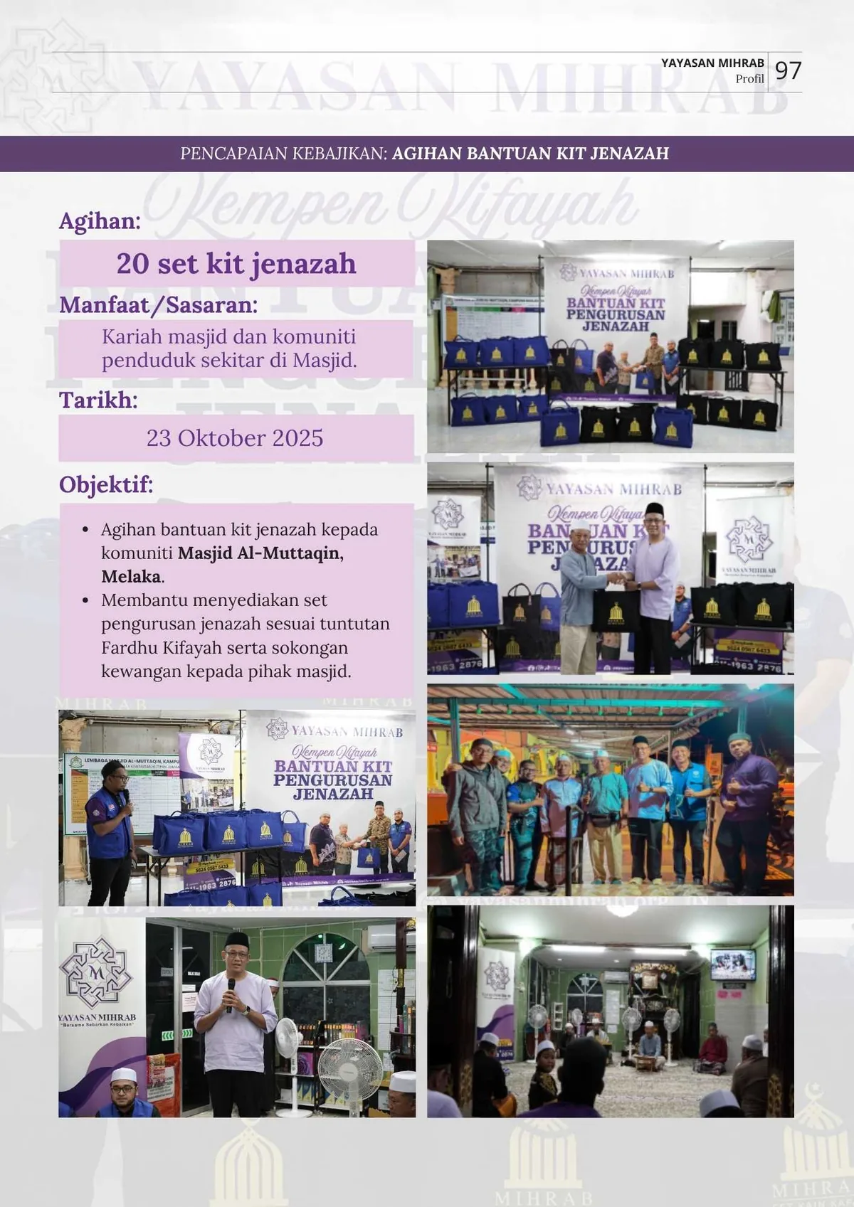 Aktiviti Agihan Bantuan Kit Jenazah Masjid Al-Muttaqin Melaka