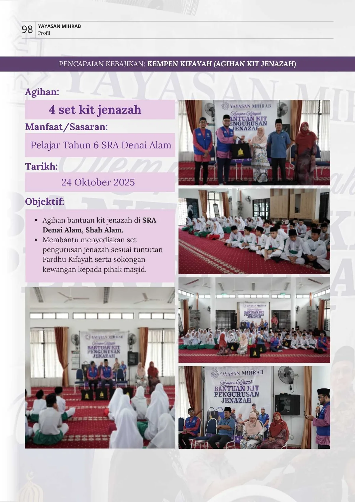 Aktiviti Kempen Kifayah Agihan Kit Jenazah SRA Denai Alam
